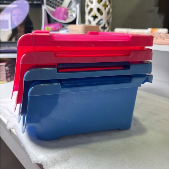 Pink and Blue Stackable Storage Bins - Picture 5 of 5